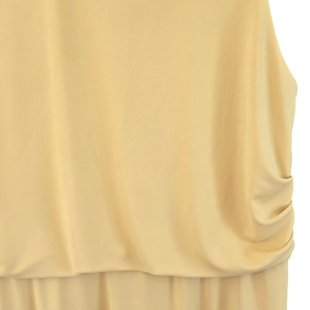 Ann Taylor Mustard Yellow Sleeveless Midi Dress Ruched Waist Detail Medium - Picture 7 of 9